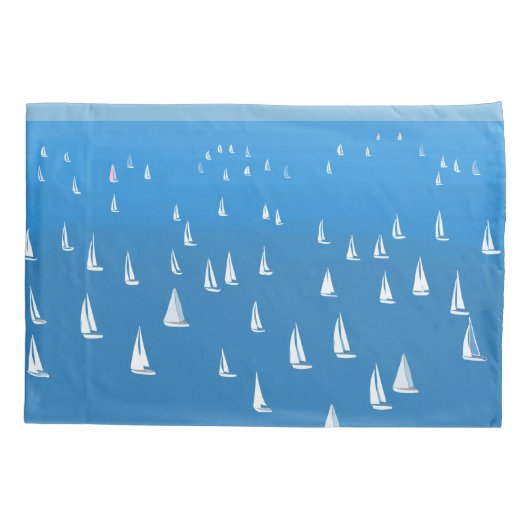 Zeilboten in diep blauw Zee - Regatta Sailships Kussensloop (Achterkant-Links)