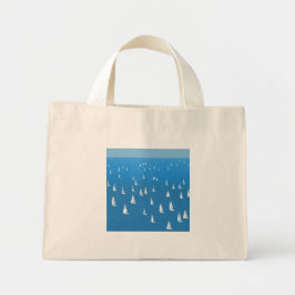 Zeilboten in diep blauw Zee - Regatta Sailships Mini Tote Bag