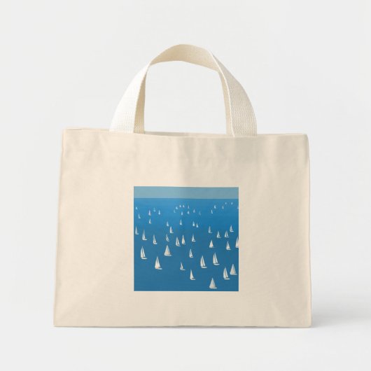 Zeilboten in diep blauw Zee - Regatta Sailships Mini Tote Bag (Voorkant)