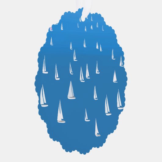 Zeilboten in diep blauw Zee - Regatta Sailships Ornament Kaart (Rechts)