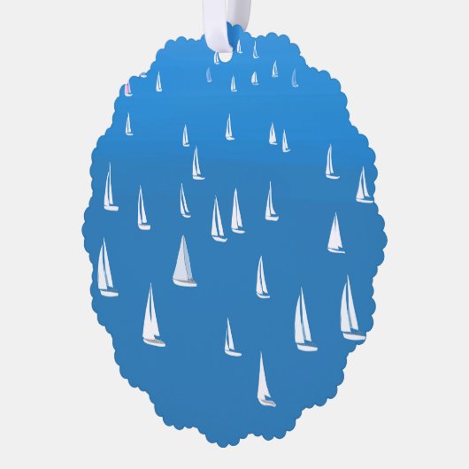 Zeilboten in diep blauw Zee - Regatta Sailships Ornament Kaart (Links)