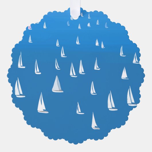 Zeilboten in diep blauw Zee - Regatta Sailships Ornament Kaart (Voorkant)