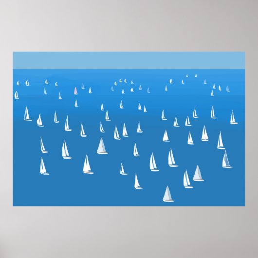Zeilboten in diep blauw Zee - Regatta Sailships Poster (Voorkant)