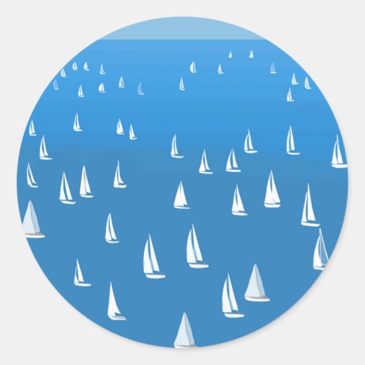 Zeilboten in diep blauw Zee - Regatta Sailships Ronde Sticker (Voorkant)