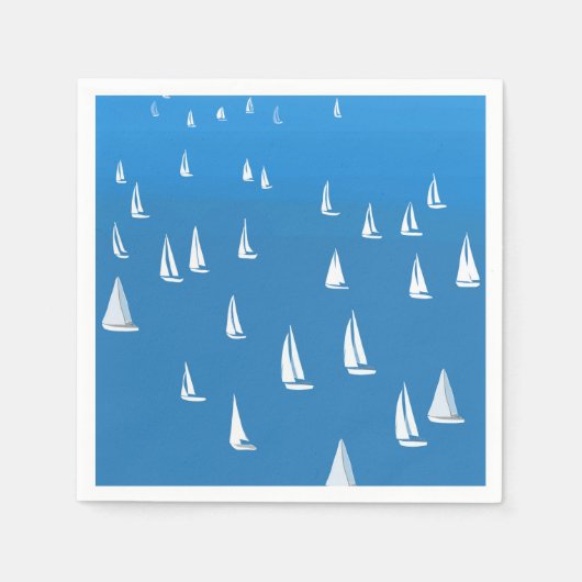 Zeilboten in diep blauw Zee - Regatta Sailships Servet (Voorkant)