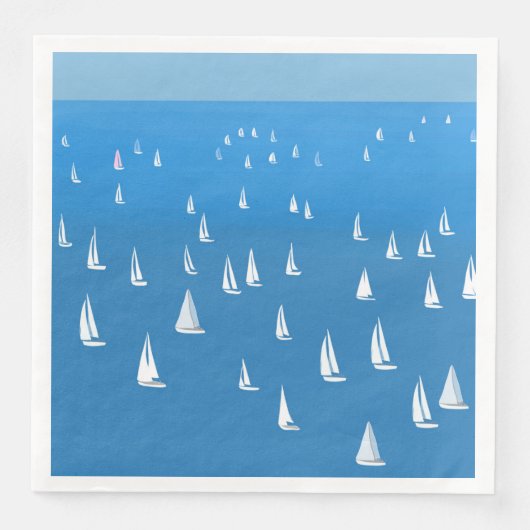 Zeilboten in diep blauw Zee - Regatta Sailships Servet (Voorkant)