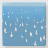 Zeilboten in diep blauw Zee - Regatta Sailships Stenen Onderzetter (Voorkant)