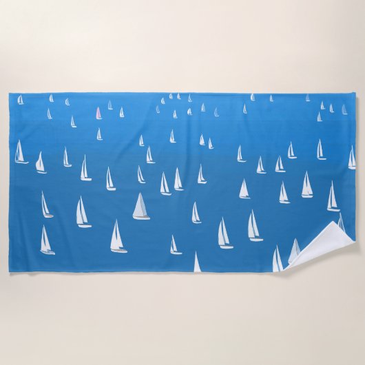 Zeilboten in diep blauw Zee - Regatta Sailships Strandlaken (Voorkant)