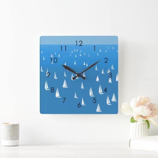Zeilboten in diep blauw Zee - Regatta Sailships Vierkante Klok (Huis)