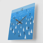 Zeilboten in diep blauw Zee - Regatta Sailships Vierkante Klok (Hoek)