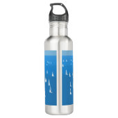 Zeilboten in diep blauw Zee - Regatta Sailships Waterfles (Achterkant)