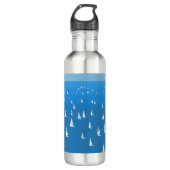 Zeilboten in diep blauw Zee - Regatta Sailships Waterfles (Voorkant)