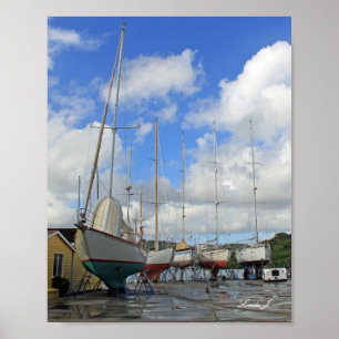 Zeilboten in droogdok in Antigua Canvas Print