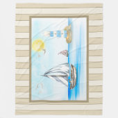 Zeilboten in een blauw-oceaanvliegtuig fleece deken (Voorkant)