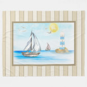 Zeilboten in een blauw-oceaanvliegtuig fleece deken (Voorkant (Horizontaal))