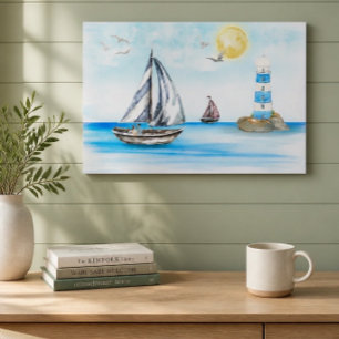 Zeilboten in een blauwe oceaan poster
