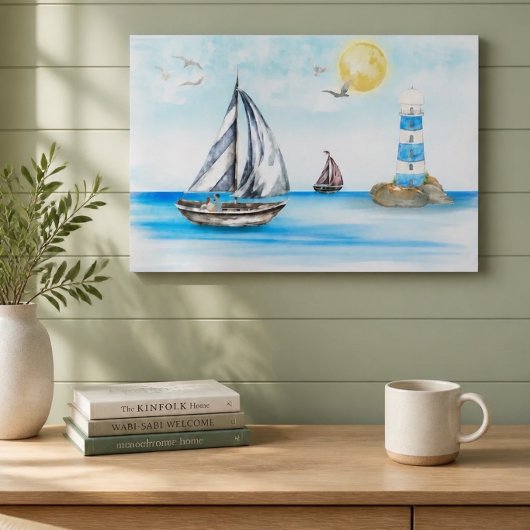 Zeilboten in een blauwe oceaan poster