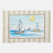 Zeilboten in een Blue Ocean Kitchen Towel