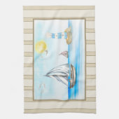 Zeilboten in een Blue Ocean Kitchen Towel Theedoek (Verticaal)