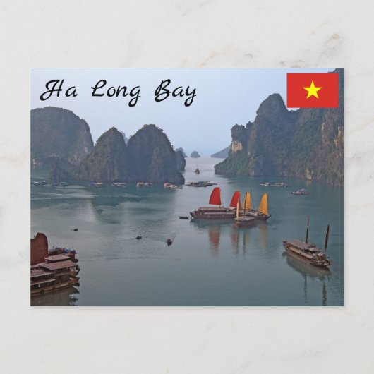 Zeilboten in Ha Long Bay - Vietnam, Azië Briefkaart (Voorkant)