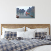 Zeilboten in Ha Long Bay - Vietnam, Azië Canvas Afdruk (Insitu (Slaapkamer))