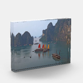 Zeilboten in Ha Long Bay - Vietnam, Azië Fotoblokken
