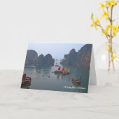 Zeilboten in Ha Long Bay - Vietnam, Azië Kaart (Gele Bloem)