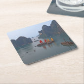 Zeilboten in Ha Long Bay - Vietnam, Azië Kartonnen Onderzetters (Schuin)