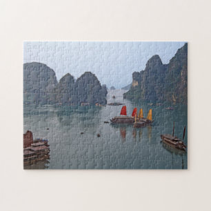 Zeilboten in Ha Long Bay - Vietnam, Azië Legpuzzel