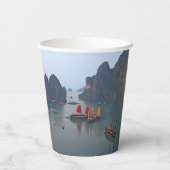 Zeilboten in Ha Long Bay - Vietnam, Azië Papieren Bekers (Achterkant)