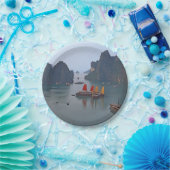 Zeilboten in Ha Long Bay - Vietnam, Azië Papieren Bordje (Feest)