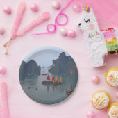 Zeilboten in Ha Long Bay - Vietnam, Azië Papieren Bordje (Feest)