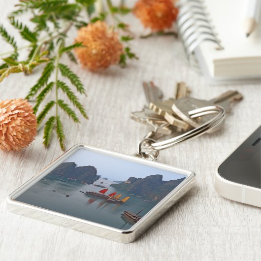 Zeilboten in Ha Long Bay - Vietnam, Azië Sleutelhanger (Zijkant)