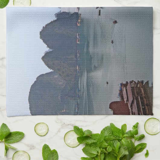 Zeilboten in Ha Long Bay - Vietnam, Azië Theedoek (Gevouwen)