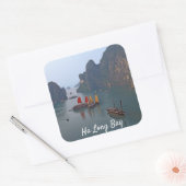 Zeilboten in Ha Long Bay - Vietnam, Azië Vierkante Sticker (Envelop)