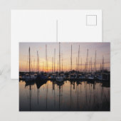 Zeilboten in haven met tegenlicht. briefkaart (Voorkant / Achterkant)