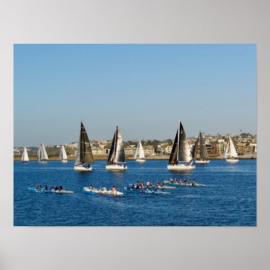 Zeilboten in het Kanaal. Marina Del Rey, CA Poster (Voorkant)