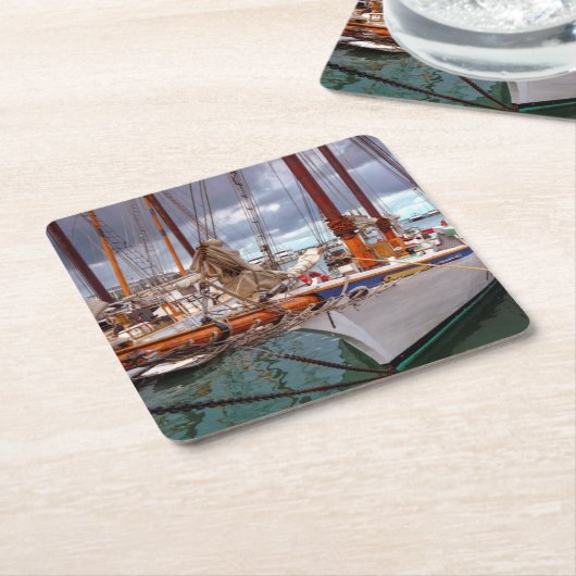 Zeilboten in het westen kartonnen onderzetters (Schuin)