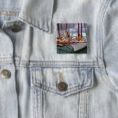 Zeilboten in het westen vierkante button 5,1 cm (In situ)