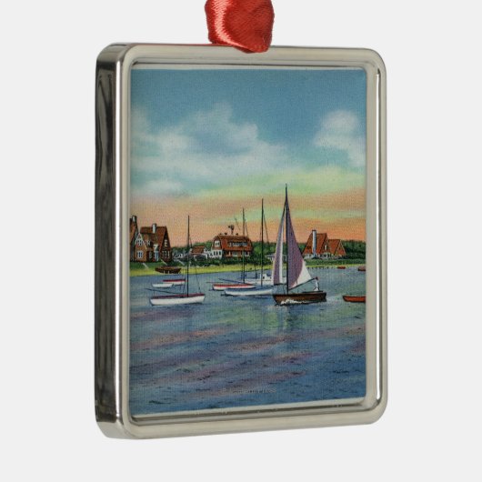 Zeilboten in Lewis Bay, Engelstalig Uitzicht Metalen Ornament (Rechts)