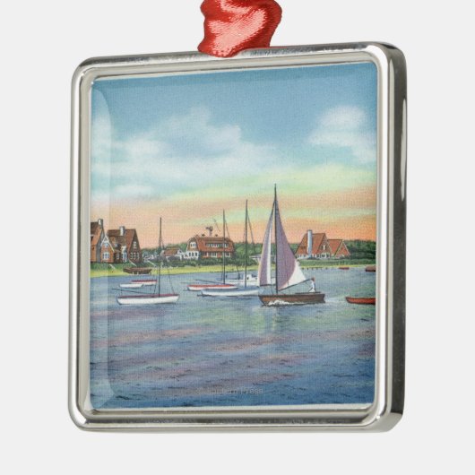 Zeilboten in Lewis Bay, Engelstalig Uitzicht Metalen Ornament (Links)