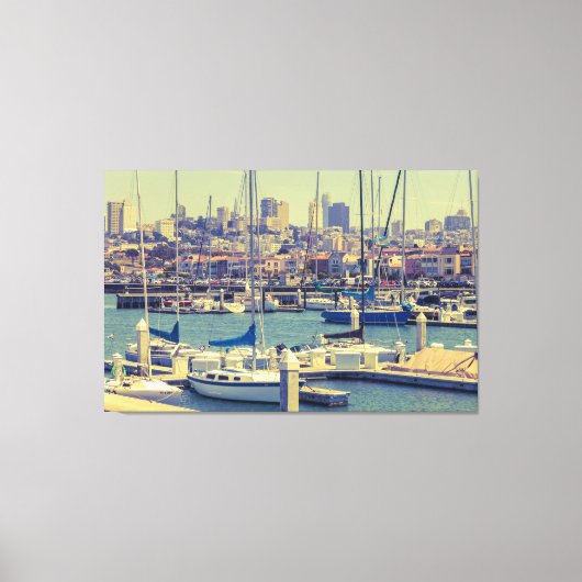 Zeilboten in Marina San Francisco Canvas Afdruk (Voorkant)