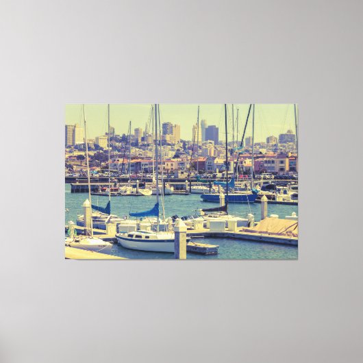 Zeilboten in Marina San Francisco Canvas Afdruk (Voorkant)