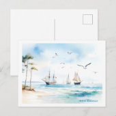 Zeilboten in rustig zee briefkaart (Voorkant / Achterkant)