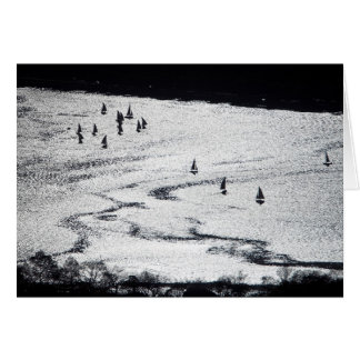 Zeilboten in silhouette, Charles River Basin, Card