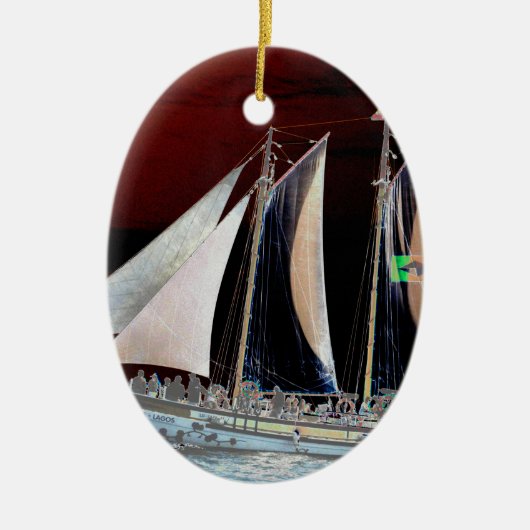 Zeilboten Keramisch Ornament (Voorkant)