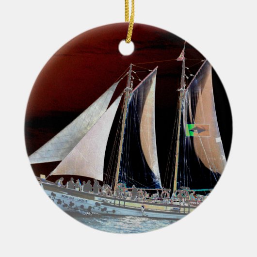 Zeilboten Keramisch Ornament (Voorkant)