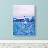 Zeilboten Kunst, Canvas, Aqua, Turquoise, Wall Dec Canvas Afdruk (Insitu (Houten vloer))