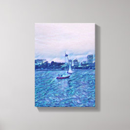 Zeilboten Kunst, Canvas, Aqua, Turquoise, Wall Dec Canvas Afdruk