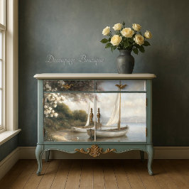 Zeilboten langs de kust Decoupage Tissuepapier